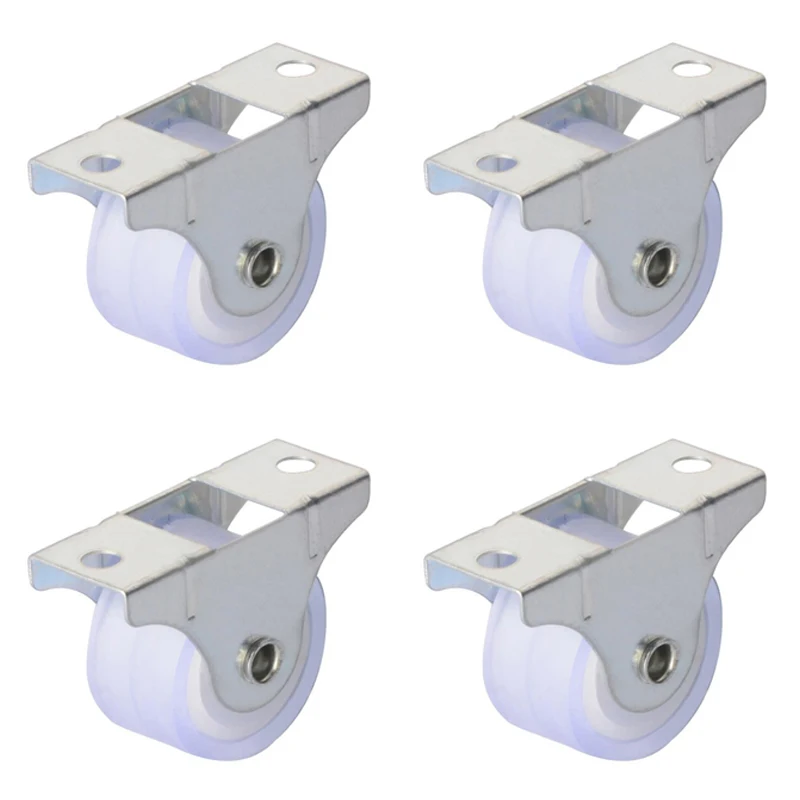 4pcs 1Inch Directional Silencer Wheels Thicker Flat Plate White Rail Fixed Casters Smoothly Furniture Flight Box Luggage Trolley