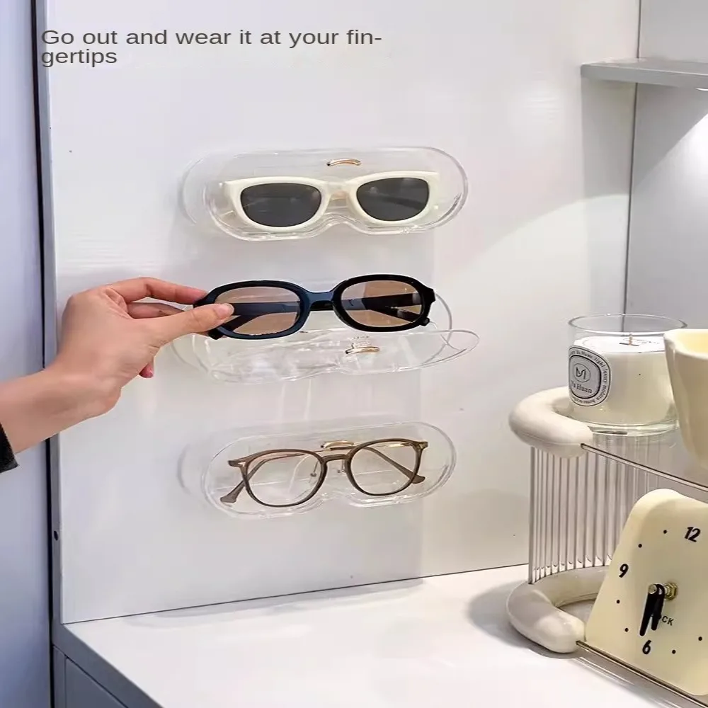 Punch-free Sun-glasses Display Holder Wall Mounted Wardrobe Decoration Glass Showcase Portable Home Tidying Glasses Storage Rack