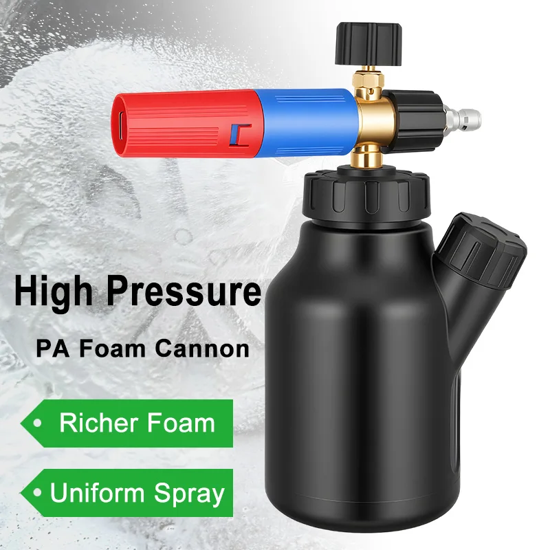 Black Foam Cannon with 100ml Measuring Cup - Portable Liquid Refill & Adjustable Foam Concentration, Universal for Pressure Wash
