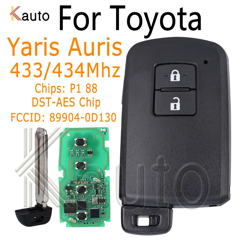 Keyless Go Smart Car Key 433/434Mhz for Toyota Yaris Auris BA7EQ FCCID: 89904-0D130 Chips: P1 88 DST-AES Chip Auto Remote Key