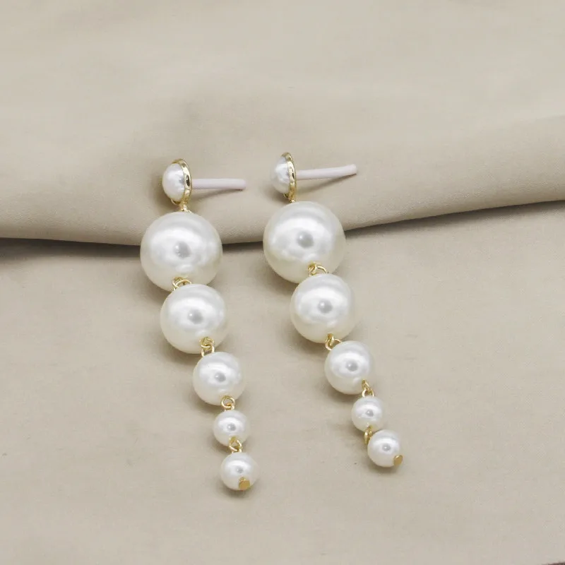 Hot selling European and American imitation pearl tassels versatile fashion trendy brand temperament earrings for women