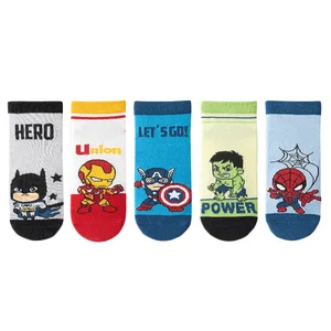 5 Paare Kinder Baumwollsocken Spider-Man Iron Man Hulk Thor Anime Kinder Jungen Kurzzeichnungen von Zeichnungen des Baby Spring Summer Hälfte y 6 Hauptverkauf Fantasy Iron Man Bebe - №6