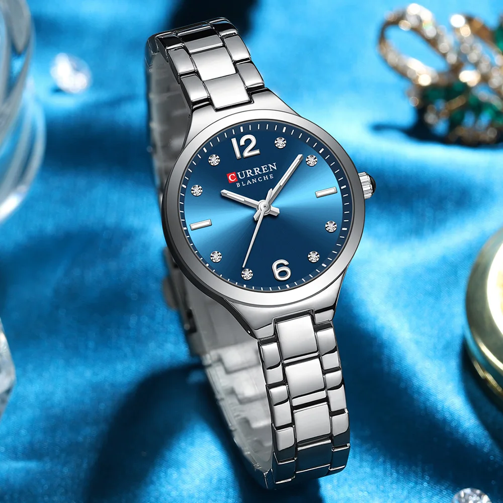 CURREN Simple Elegance Damenuhren NEUE dünne Quarz-Edelstahlband-Armbanduhr Wasserdichte Uhr Geschenk für Damen