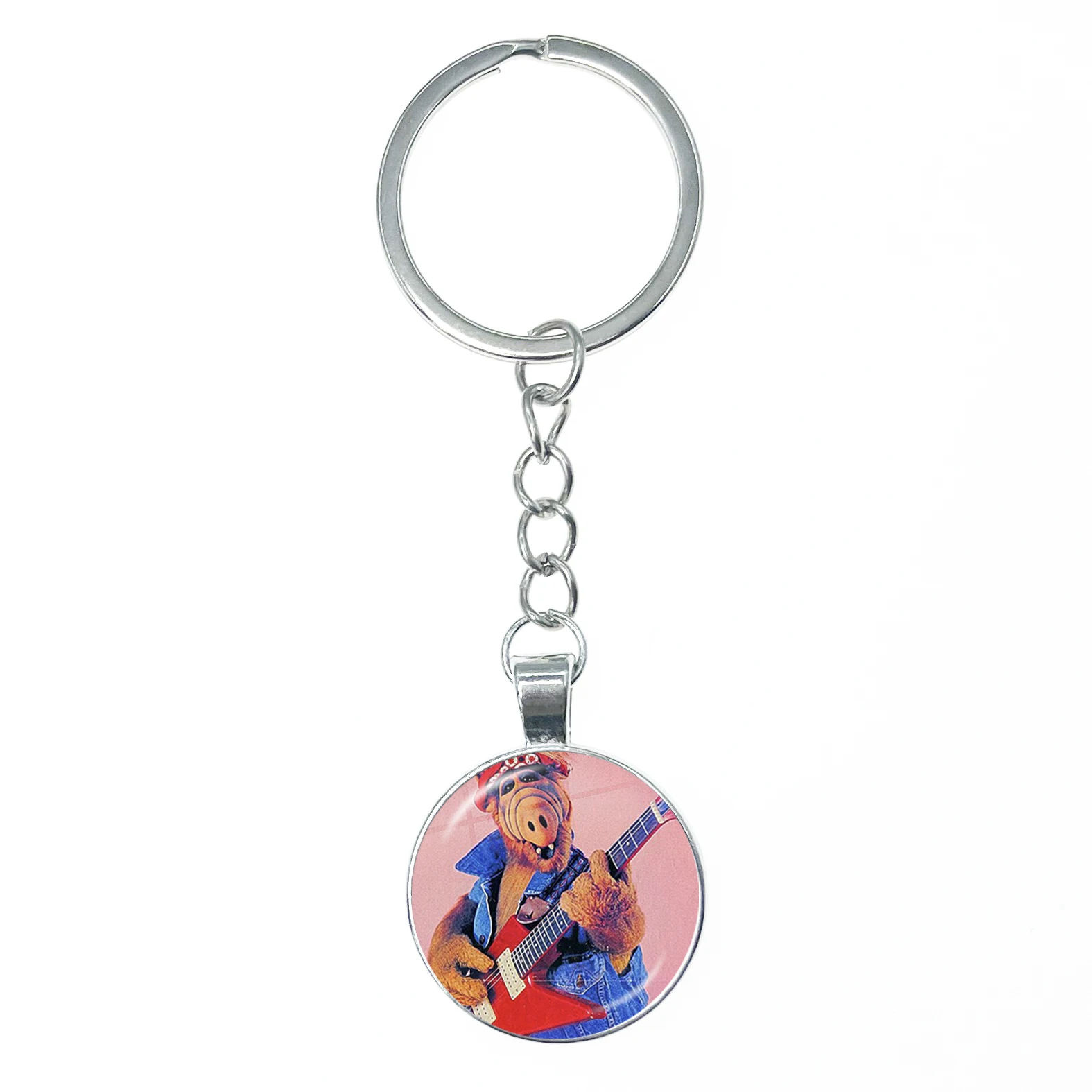 Alf Cartoon Keychain Glass Dome Cabochon KeyRing Bag Car Key Chain Ring Holder Charms Jewelry Gifts