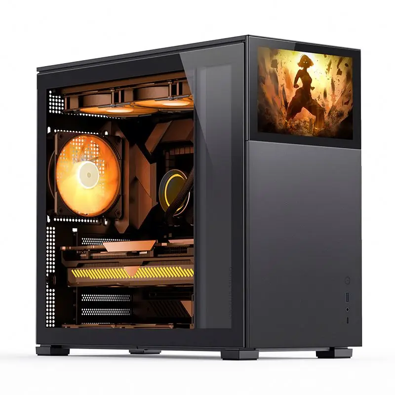 حقيبة كمبيوتر ساخنة D41 STD شاشة سوداء ATX PC Gaming CASE