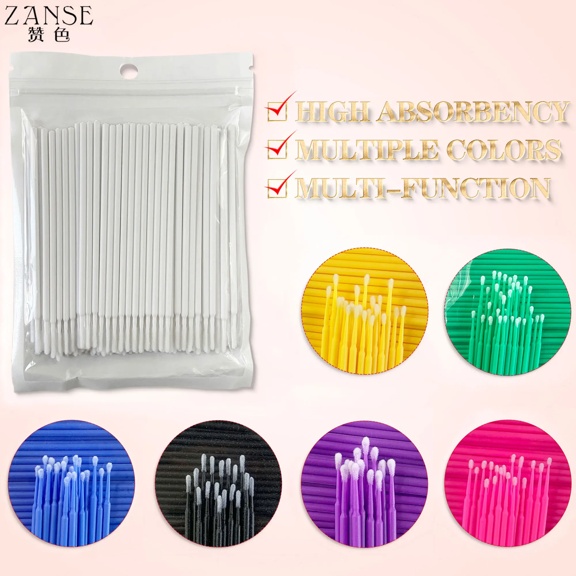 ZANSE100pcs Disposable Micro Brushes Eyelash Extension Swabs Grafting Lashes Cleaning Removal Swab Makeup Tools for Beauty