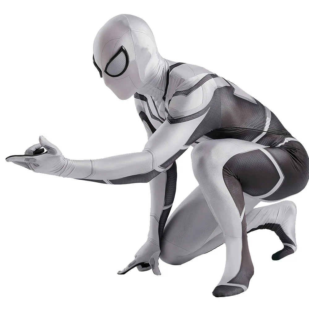 Spiderman Cosplay Traje para adultos e crianças, Spandex impresso em 3D, super-herói Zentai Suits, Halloween Bodysuit, Future Foundation, PS4