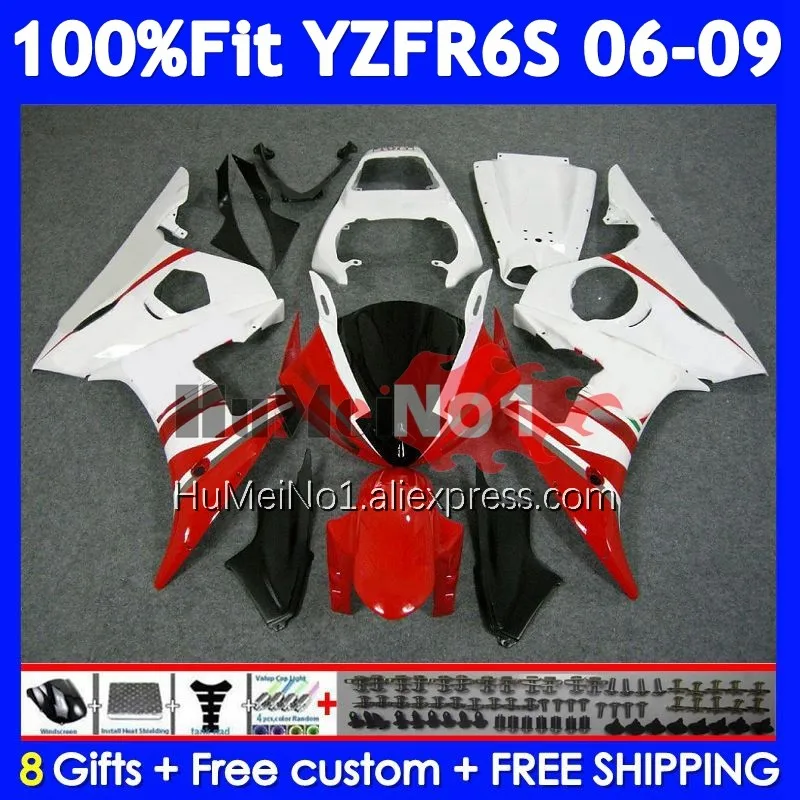 OEM Kit For YAMAHA YZF R6 S YZF R6S White red 06-09 362No.34 YZF-R6S YZFR6S 2006 2007 2008 2009 06 07 08 09 Injection Fairing