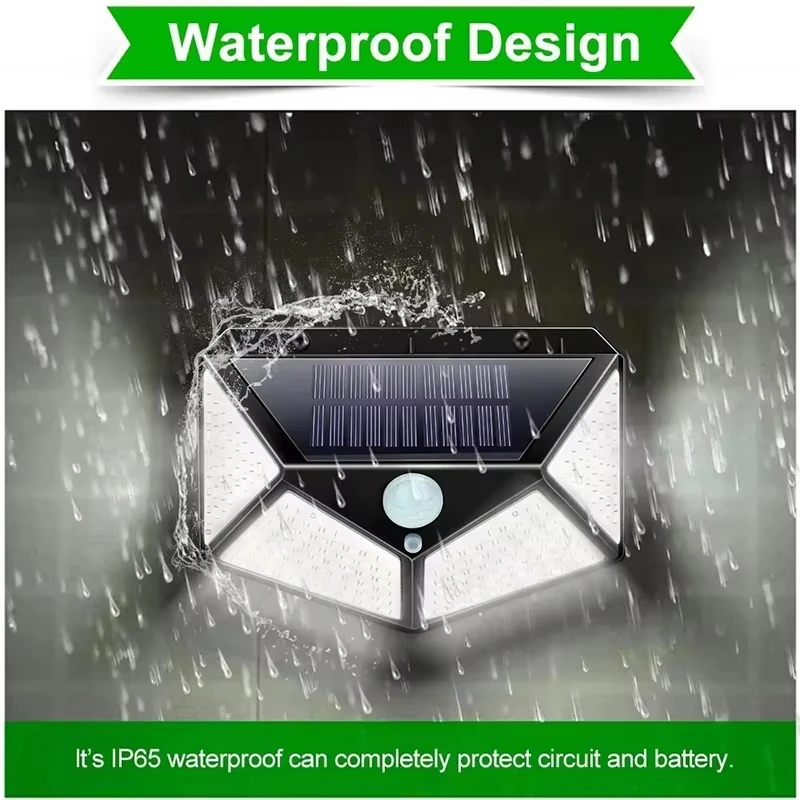 1-10Pcs Solar Wall Lamp Outdoor 100 LED 4 Sided Luminous Motion Sensor Waterproof Garden Courtyard Lighting 1/2/4/6/10PCS Set