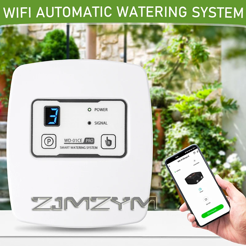 Smart WiFi Plant Waterer App Control, Adjustable Auto Timer Drip Irrigation Kit for Balcony Potted Plants