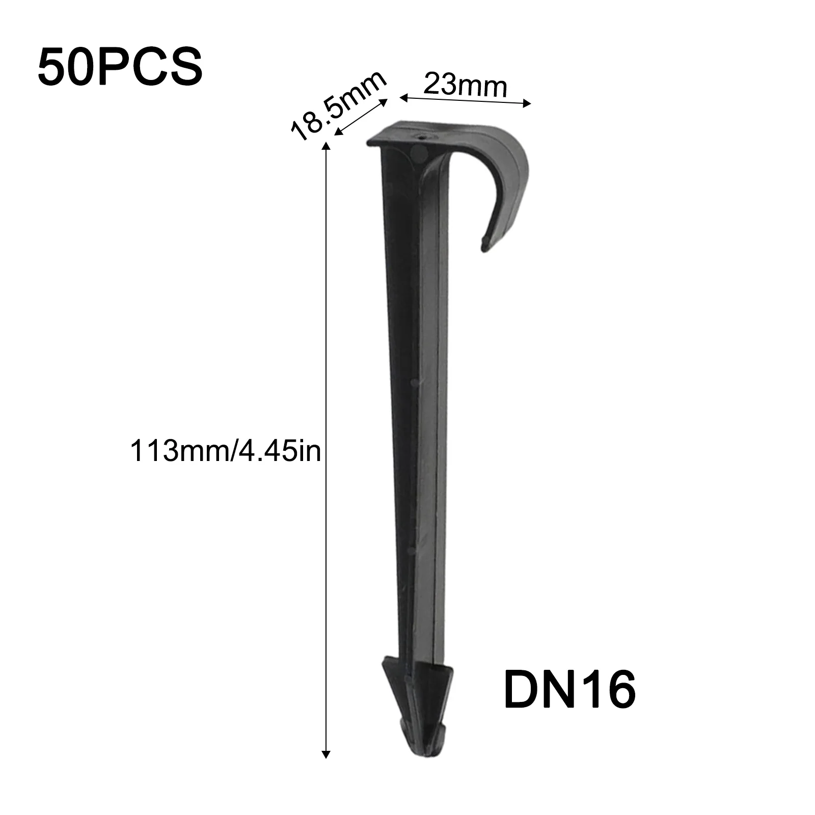 DN16 C-Style Plastic Ground Stakes 50 Count For PE Pipes And Sprayer Tubing In Drip Irrigation Watering Applications