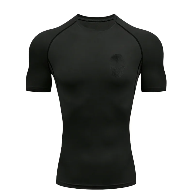 Skull Design 2026 Men's Sports T - shirt Training Fitness Compression Workout T - Shirt Rashgard Tops Quick Dry Short Sleeve