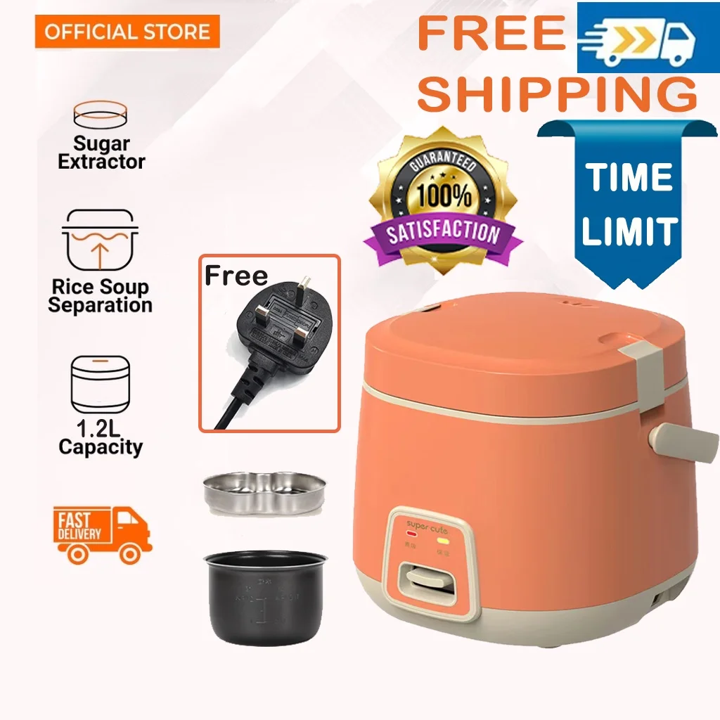 1.2L Mini Electric Rice Cooker Non-Stick Small Household Appliance Portable Cooking Machine Make Cake Porridge Soup EU Plug