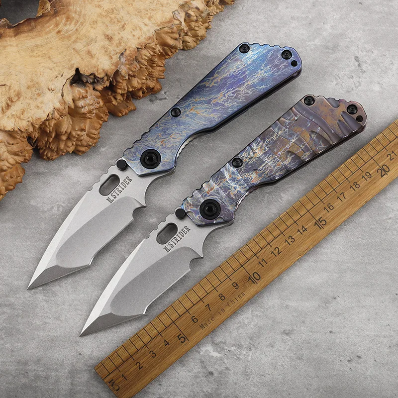 

D2 steel sheet titanium alloy handle folding knife, high hardness outdoor survival camping tactical portable tool knife