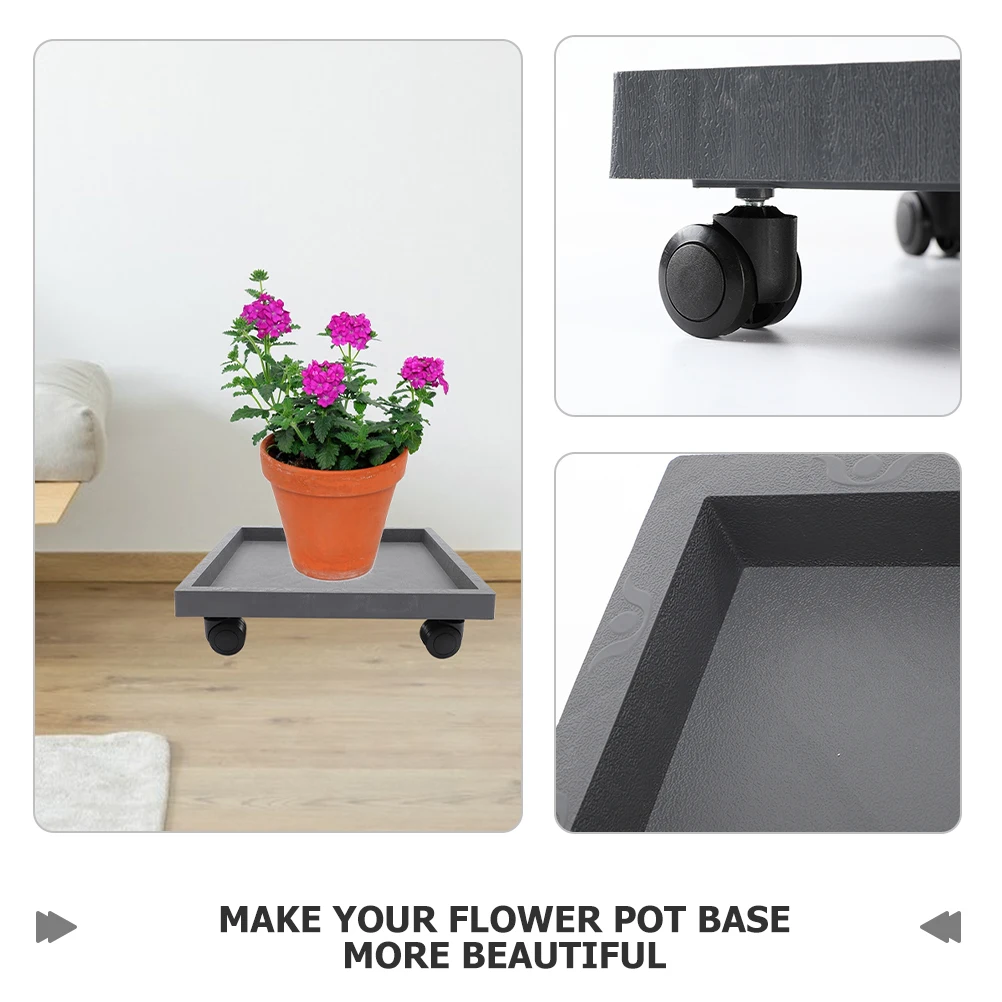

Сверхмощный поднос для цветочного горшка, квадратные колеса для блюдца, стальная усиленная подвижная подставка для цветов, материал из полипропиленовой смолы для помещения