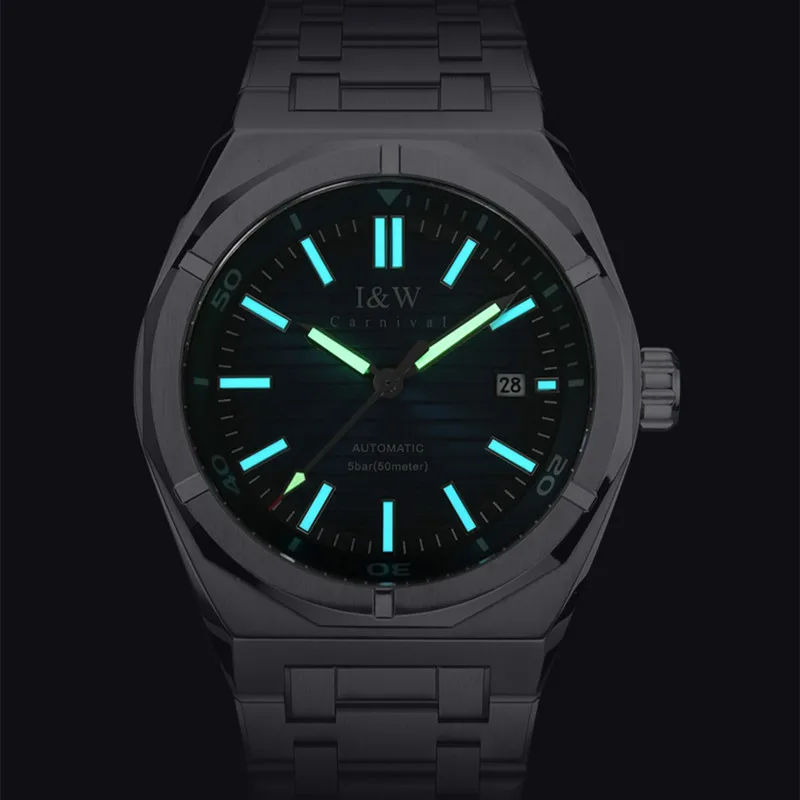 Imagem -05 - Relógio Masculino Carnaval Relógio de Negócios Mecânico para Homens Marca Luxo Relógio de Pulso Automático 50m à Prova Impermeável Água 2025 Montre Homme