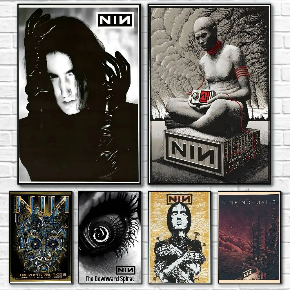 Banda de rock industrial nove-nove Polegada unhas-linho cartaz pintura em tela com impressões casa quarto sala de estar decoração gif