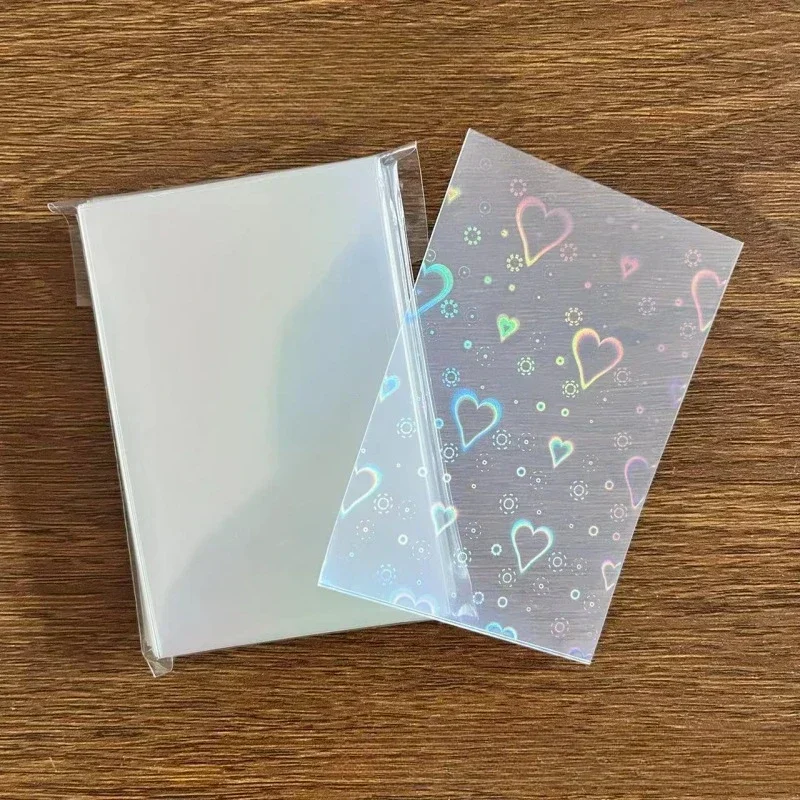 50Pcs/pack Kpop Toploader Glittery Love Heart Fireworks Photocard Sleeves Idol Photo Cards Protective Storage Bag Card Protector