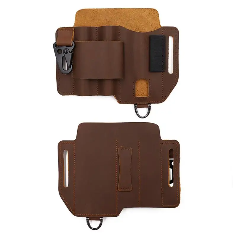 Leather Belt Bag Outdoor Tool Sheath Holder Camping Hunting Holster For Keychain Flashlight Pen Knife Handmade EDCs Leather Case