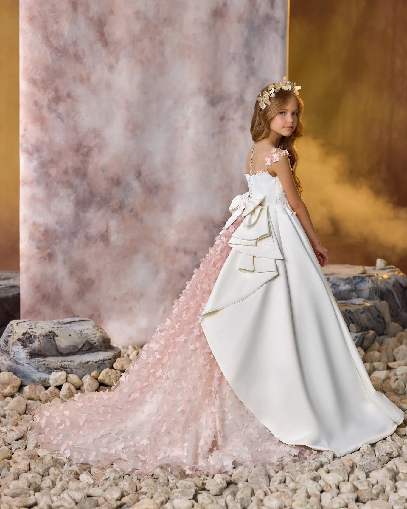 Elegant White Flower Girl Dresses For Wedding Customized Pink Floral Litter Girls Birthday Gowns Baby First Communion Dresses image 5