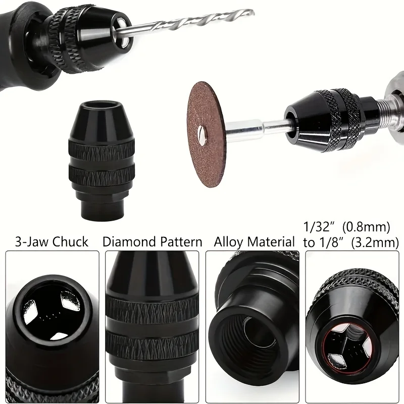 10-Piece Portable Household Rotary Tool Kit, Drill Bit Adapter Set, Rotary Tool Drill Chuck Set, Can Improve Efficiency and Craftsmanship, Micro Electric Drill and Grinding Head Accessories