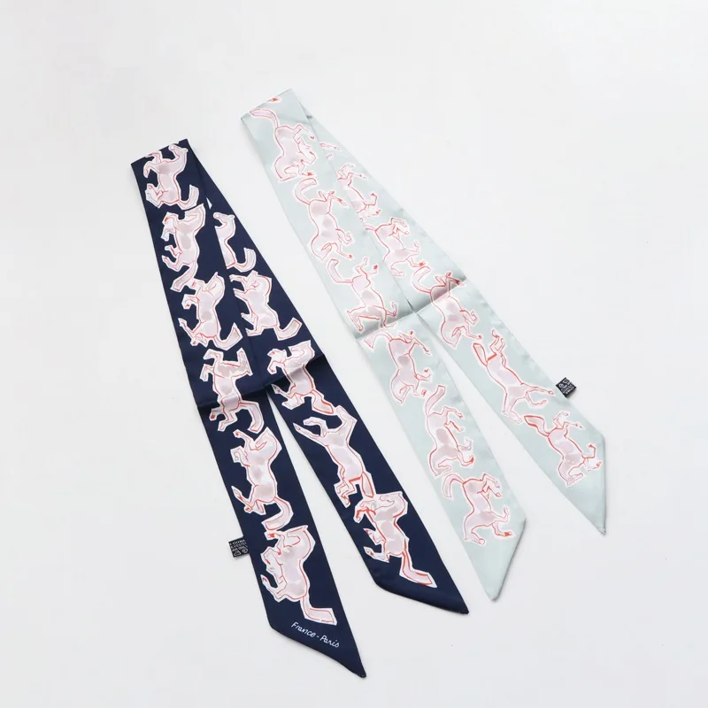 Summer All-match Luxury Brand Madam Temperament Silk Scarf Streamer Korean Version Bundled Hairband Long Strip Silk Scarf