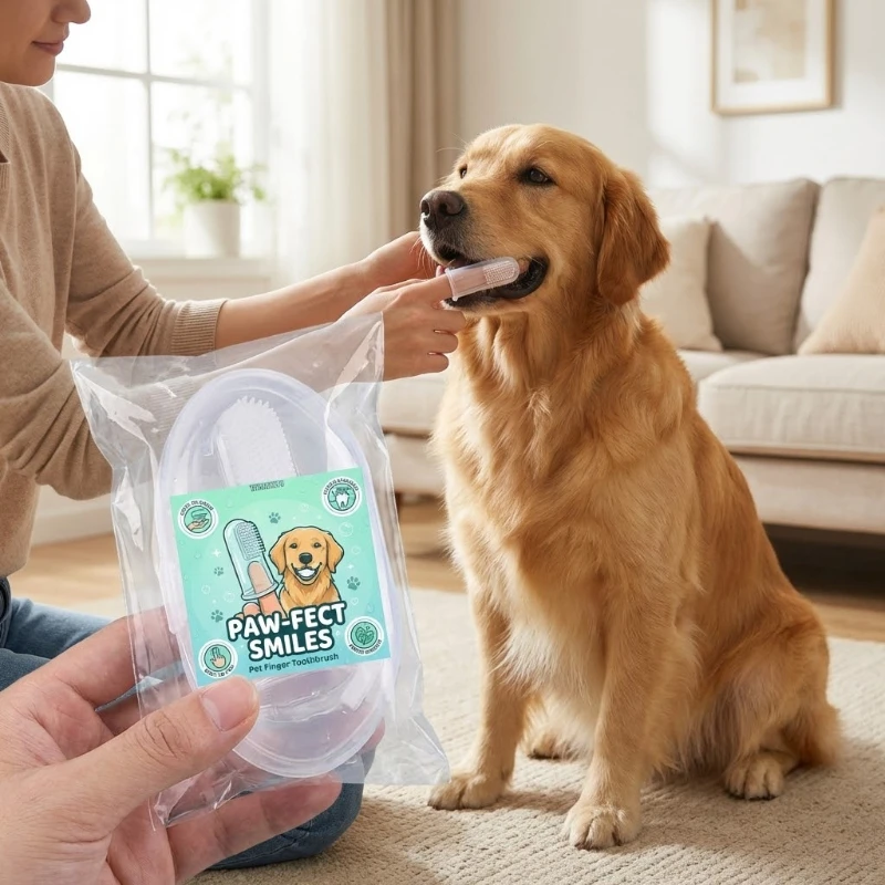 Silicone Dog Cat Toothbrush Finger Brush Oral Cleaning Teeth Care Non-Toxic Safety Dental Hygiene Brush Pet Supplies Yunliwei