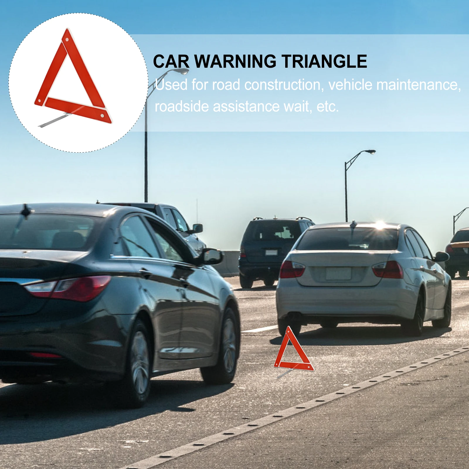 

2Pcs Triangle Warning Sign Car Reflective Safety Sticker Emergency Road Cone Foldable Small Size Vehicle Aid