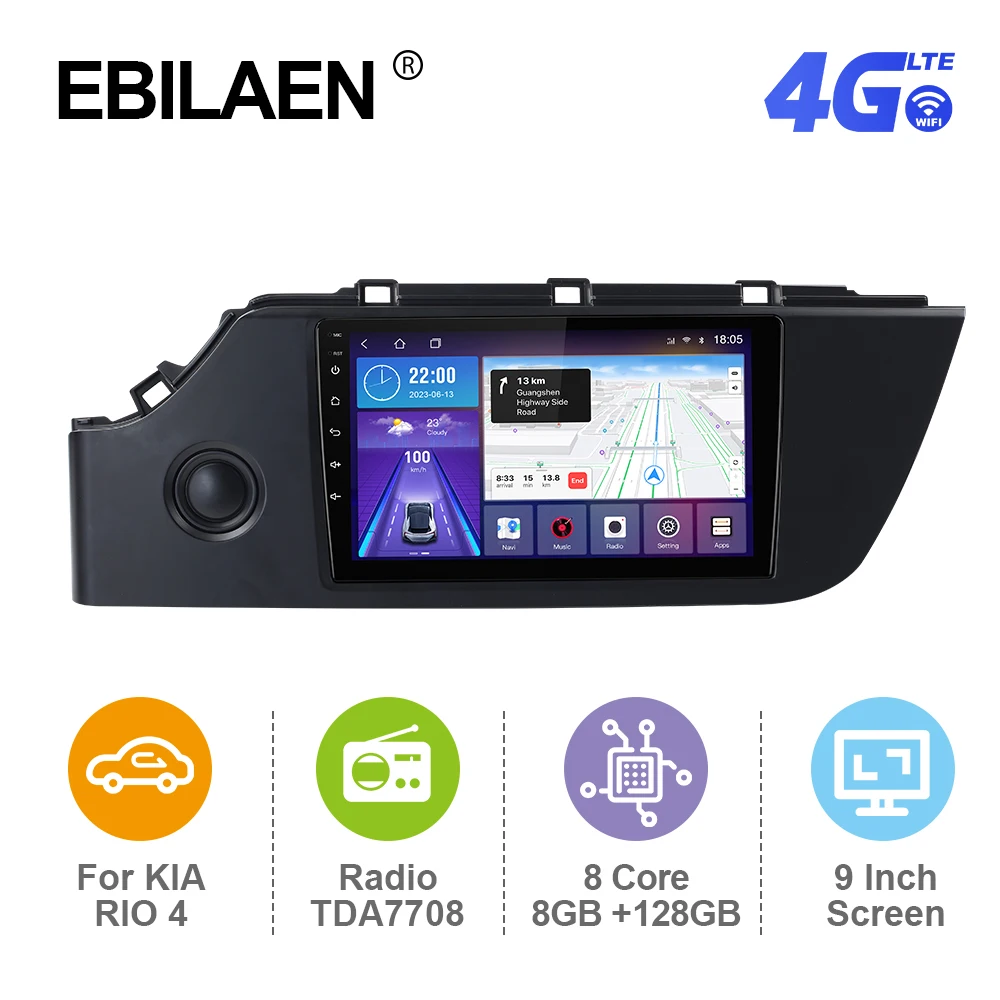 EBILAEN Android 12 Car Radio For Kia Rio 4 2020-2021 2Din Multimedia Player GPS RDS Carplay Autoradio Mirror Link 4G BT FM