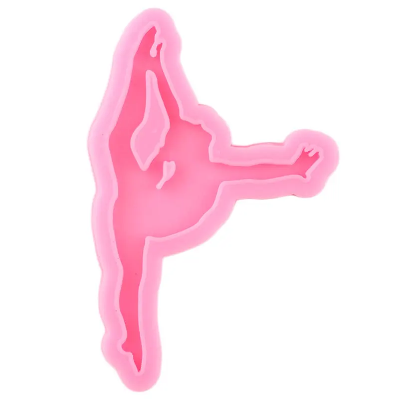 Shiny Gymnast Mold Silicone Keychain Molds DIY Dancing Girl Resin Epoxy Keychains Mould for Jewelry Key Ring Pendant Decoration