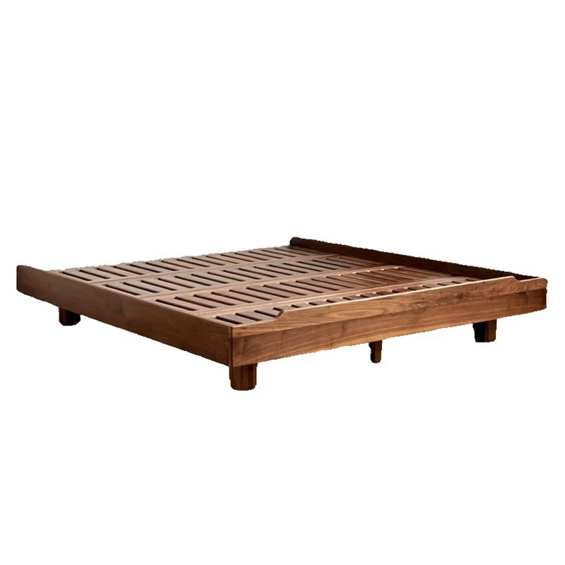 

North American black walnut bed, modern minimalism, Nordic Japanese tatami, solid wood bed