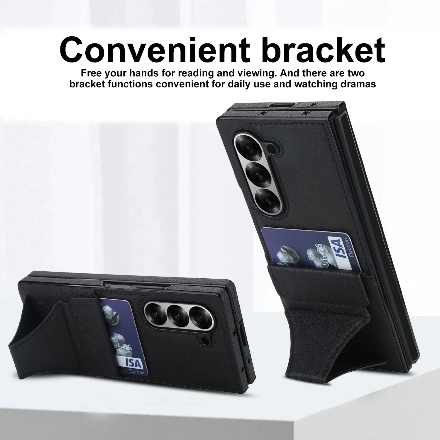 삼성 갤럭시 Z 폴드 7 6 5 4 3용 가죽 카드 지갑 슬롯 폰 케이스, 카드 홀더 스탠드 및 화면 보호 하드 커버 포함