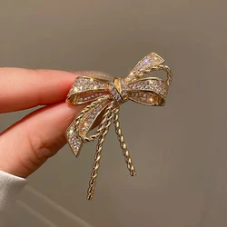 Gold Color Rhinestone Bow Brooches For Women Bowknot Brooch High Quality Broches Gift