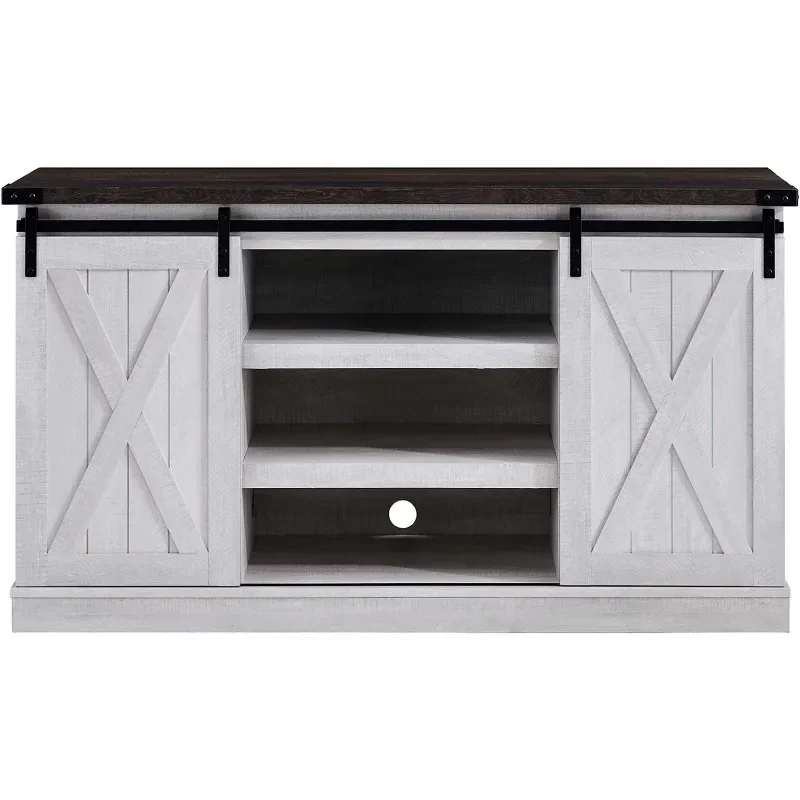 Farmhouse TV Stand for 65 Inch Wood TV Stand with Sliding Barn Door Entertainment Center with Storage Media Console