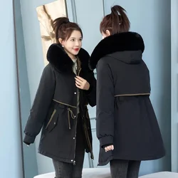 2024 nuova giacca invernale parka felpa con cappuccio da donna in cotone spesso cappotto con fodera in Chiffon spazzolato coreano capispalla antivento da neve femminile