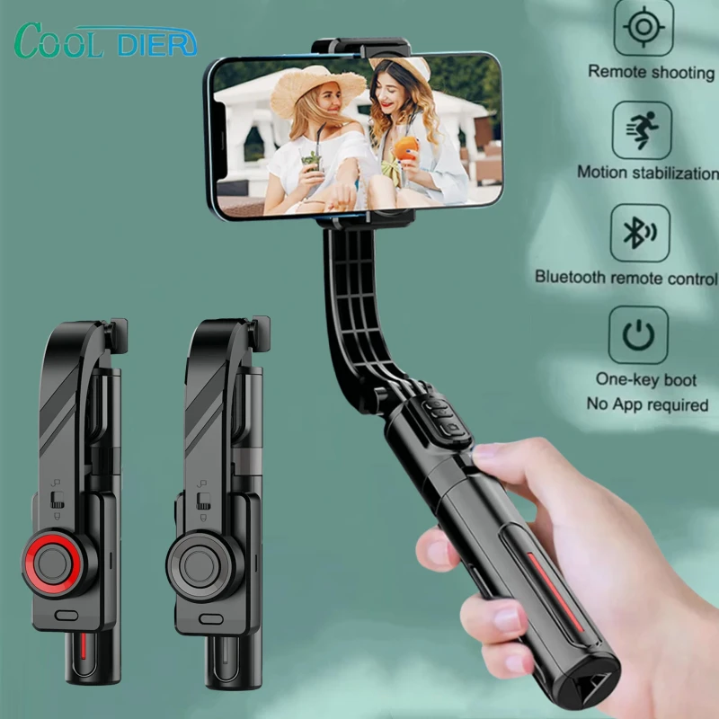 COOL DIER 2025 New Bluetooth Handheld Gimbal Stabilizer Mobile Phone Selfie Stick Adjustable Tripod for Smartphone Tiktok Live