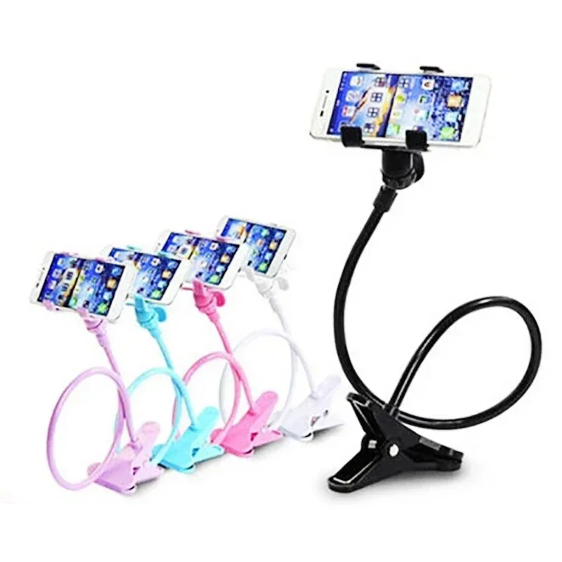 Universal lazy mobile phone goose neck holder stents flexible bed desk clip bracket