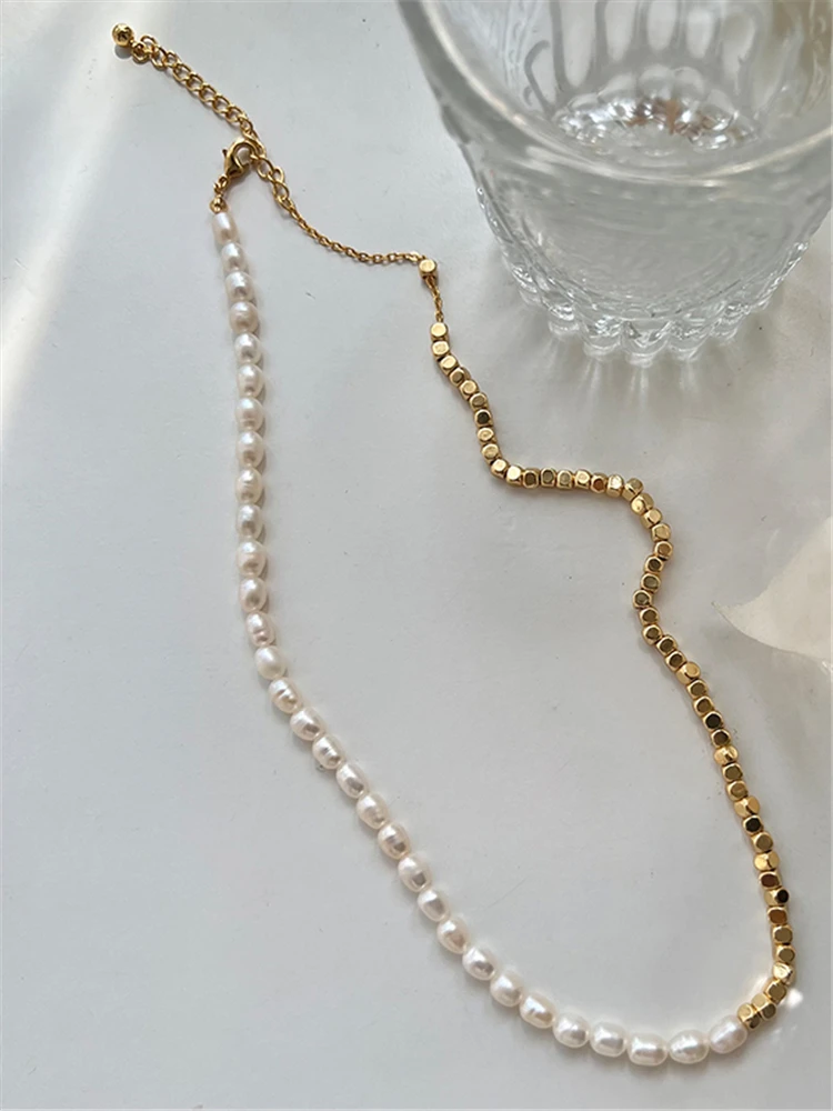 kshmir 2022 Natural freshwater pearl necklace simple and versatile female clavicle chain splicing design necklace
