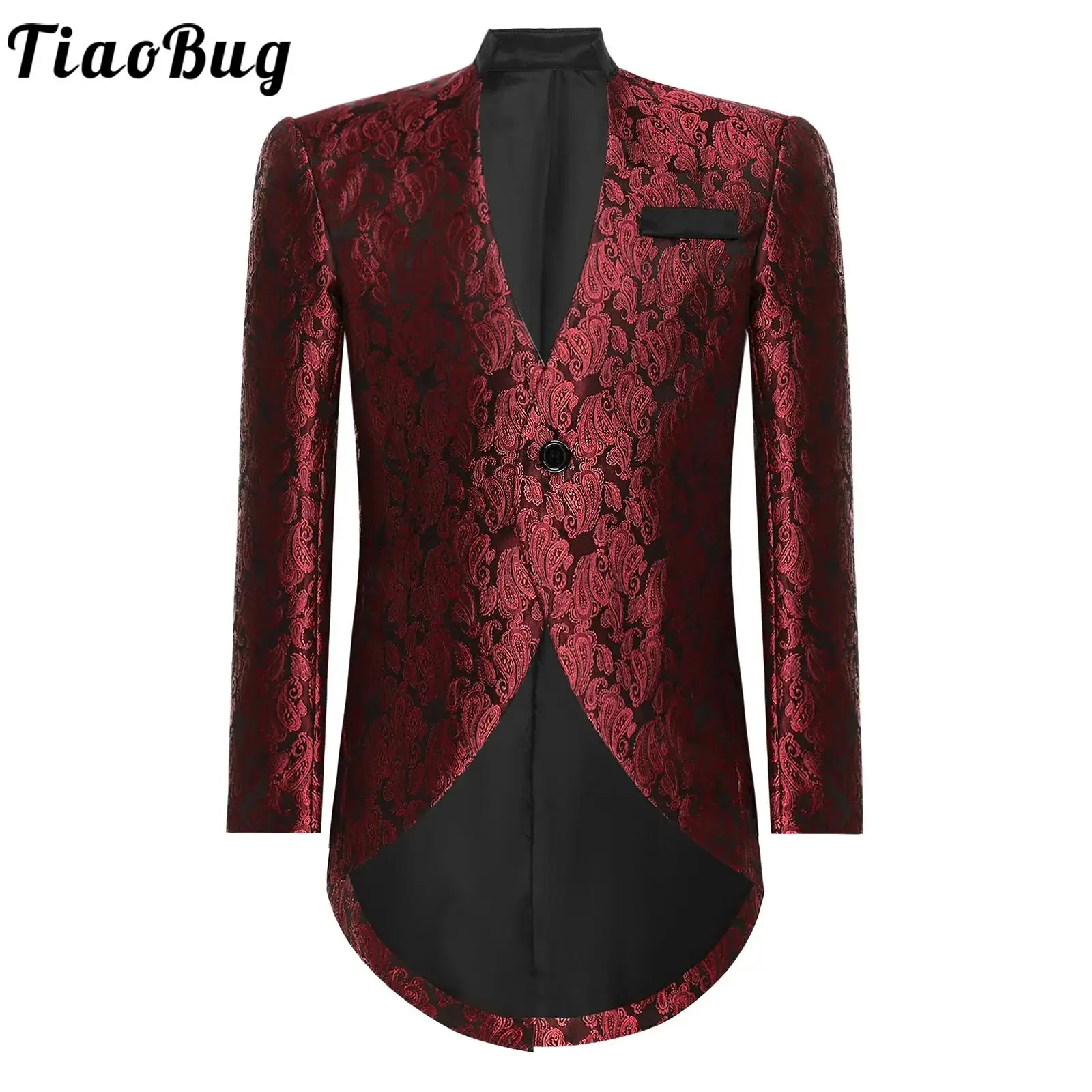 

Boys Formal Gentlemen Suit Blazer Jacket Tuxedo Long Sleeve Jacquard Pattern Button Coat Banquet Wedding Prom Party Outerwear