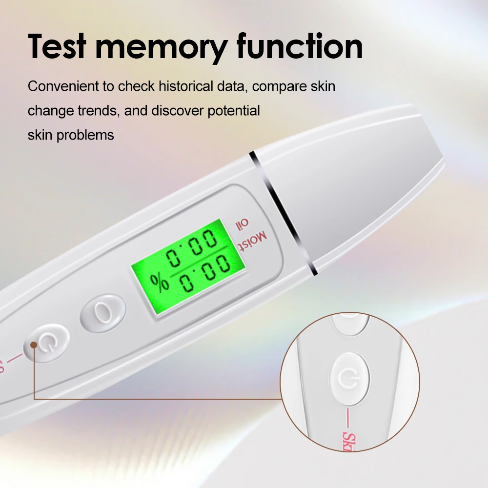 Testador digital de pele, medidor de umidade e óleo, detector facial, umidade da pele e conteúdo de óleo, analisador de pele para testa e bochecha