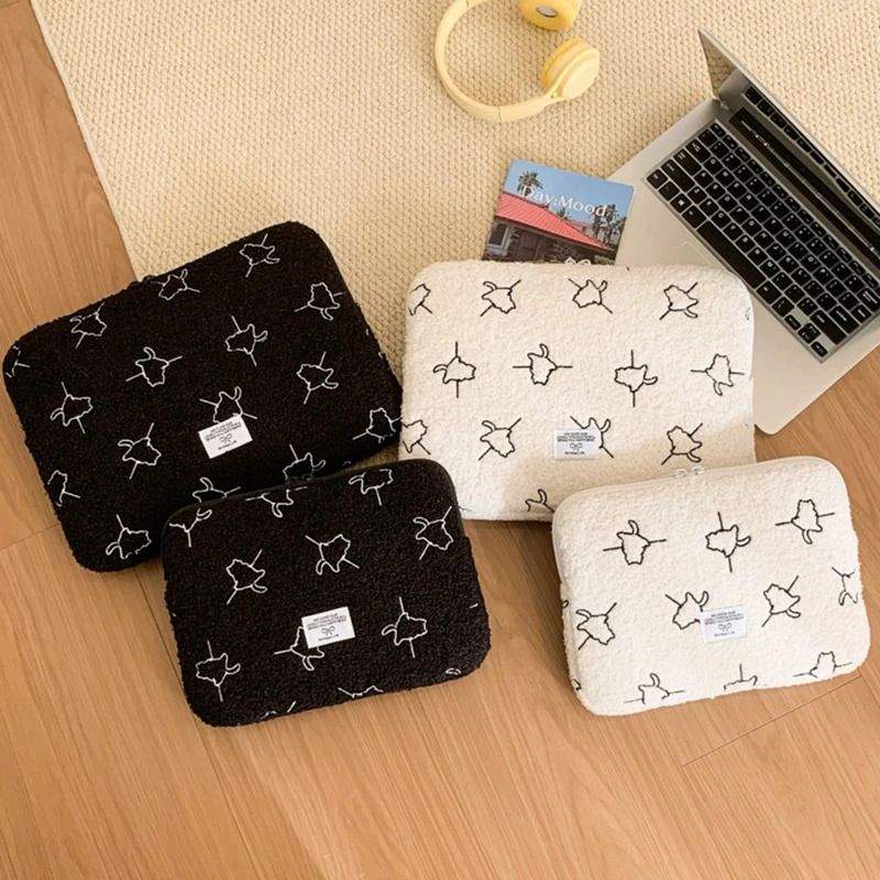 

Plush Laptop Sleeve Case 13/14 Inch Notebook Bag For MacBook Air Pro Lenovo Hp 11 Inch Tablet Pouch For IPad Portable Bag