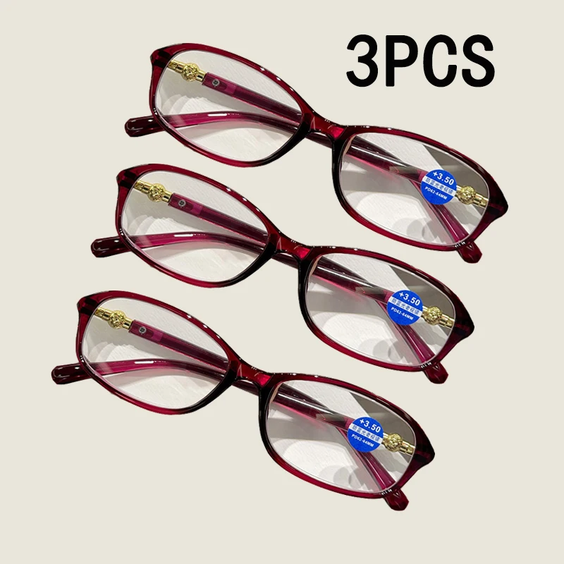 3Pcs Mode Runde Kunststoff Lila Lesebrille Vintage Frauen Lesen Brillen Presbyopie Hyperopie Brillen