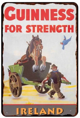 Guiness for Strength Irland Werbung Vintage Ganzmetall-Blechschild