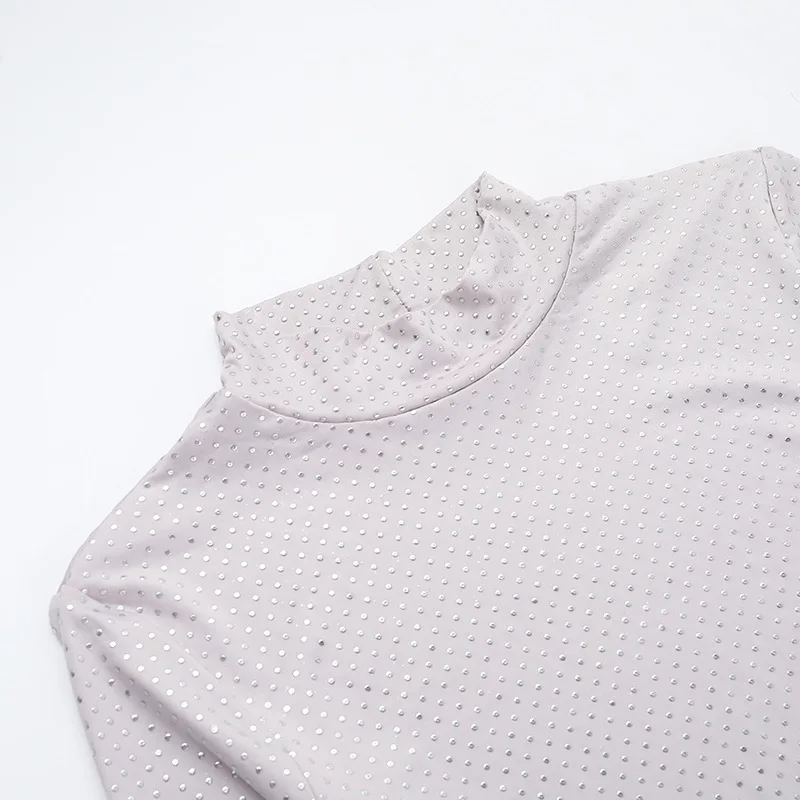 Gtpdpllt Rollkragen-Langarm-Minikleid, transparent, funkelnde Pailletten, sexy Kleider für Damen, 2024, Party, Club, figurbetonte Outfits