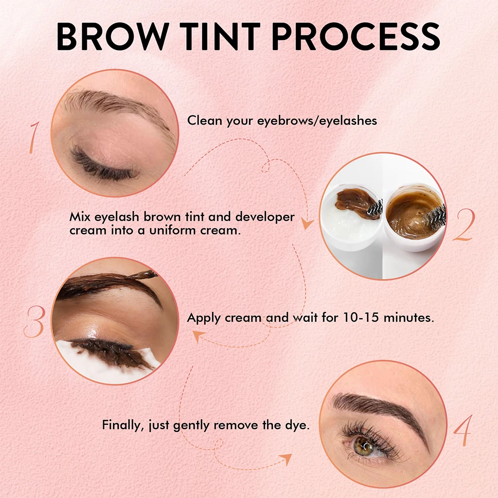 Neues Gollee Augenbrauen-Tönungsset, 6 ml, natürliches klassisches schwarzes Wimpern-Brauen-Tönungsset, semi-permanentes, dauerhaftes Augenbrauen-Lash-Tönungs-wasserdichtes Set