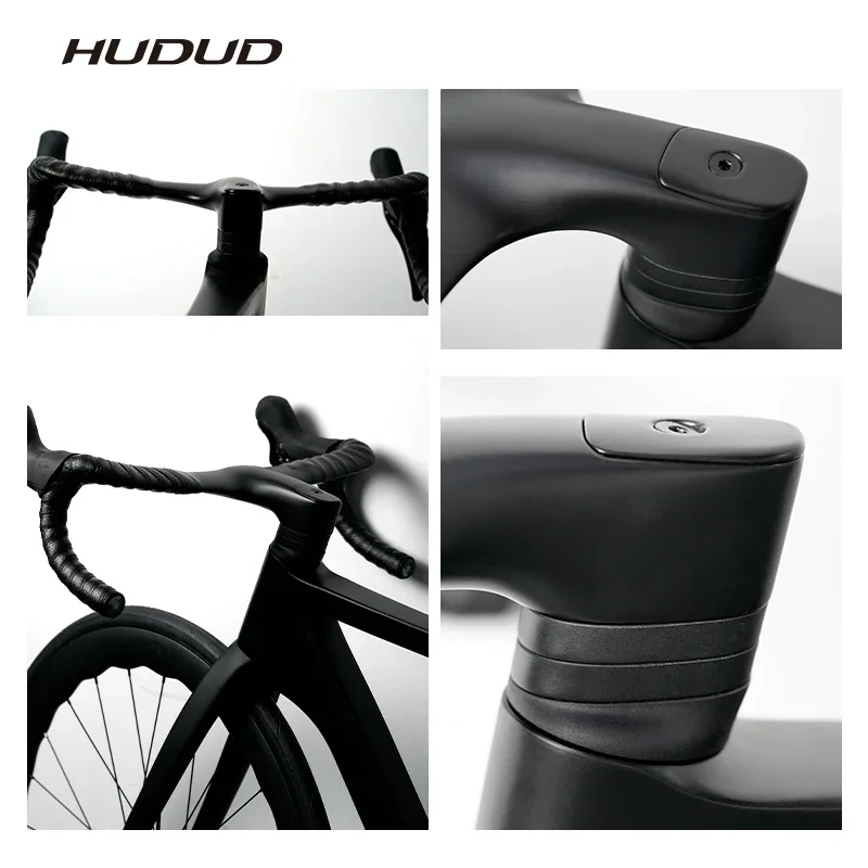 HUDUDロードバイクフル内蔵カーボン一体型ハンドルACR対応　+2cmスタック HUDUD W07 ロードバイク カーボンファイバー一体型ドロップハンドル