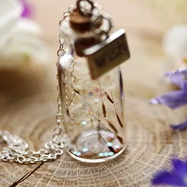 Wishing Drift Bottle Pendant Wish Dandelion Necklace