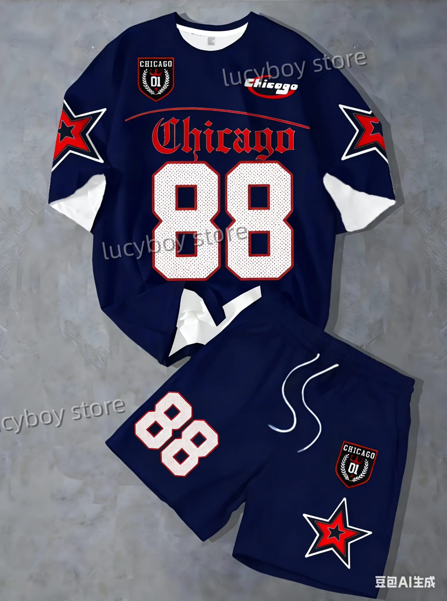 2026 Summer Men 2pcs Set mens number 88 sports sT-Shirt Shorts Set Adult Men Jogging Plus Size homme Tracksuit 2 Piece Set