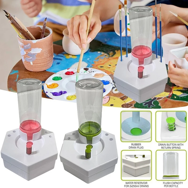 Running Water Cycle Paint Brush Rinser Machine, Multifunctional Water-Based Paint Cleaner Paint Pen Holder Art Painting Supplies