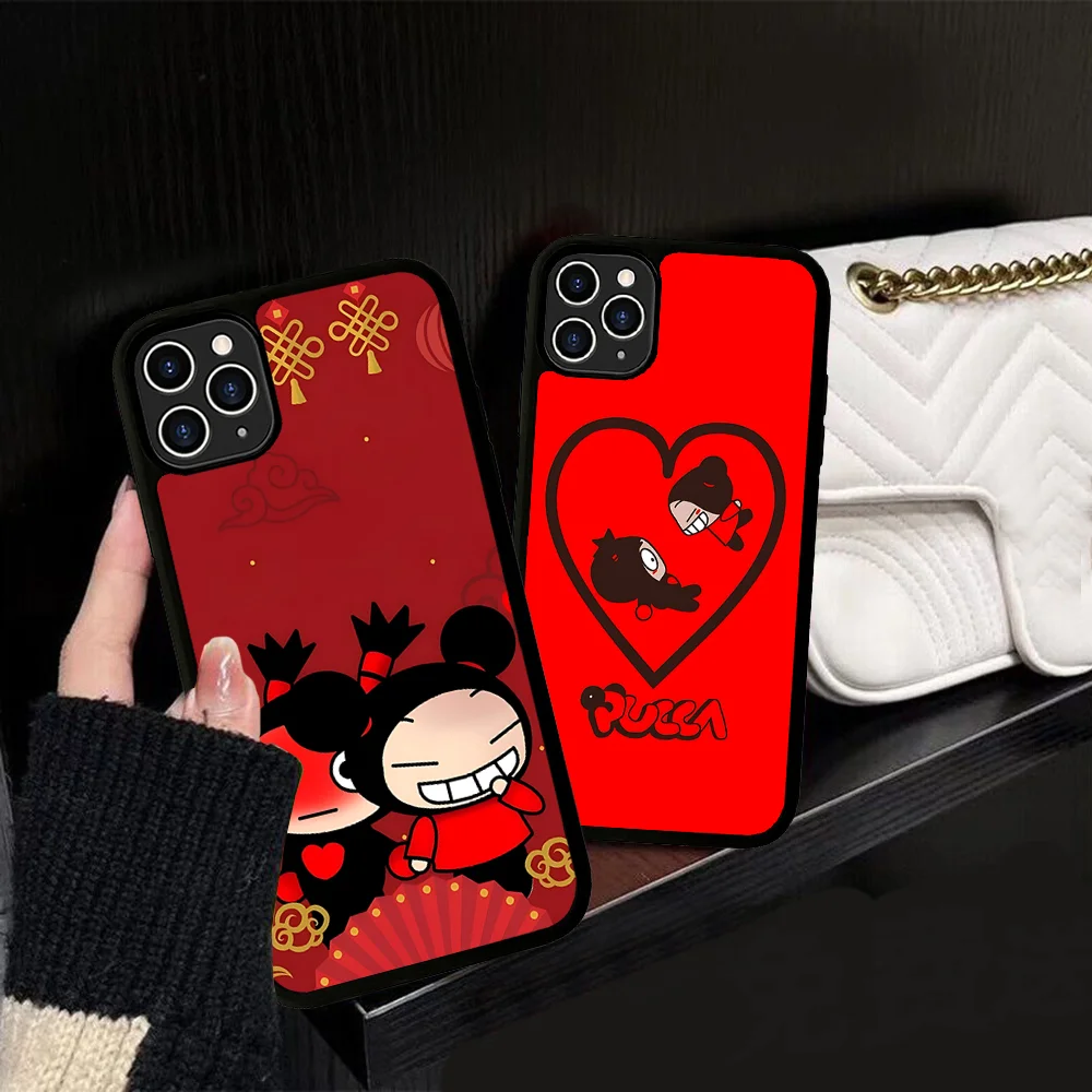 P-Pucca G-Garu Cute Phone Case Silicone PC+TPU For For IPhone 11 12 13 14 15 16 Plus Pro Max Cover